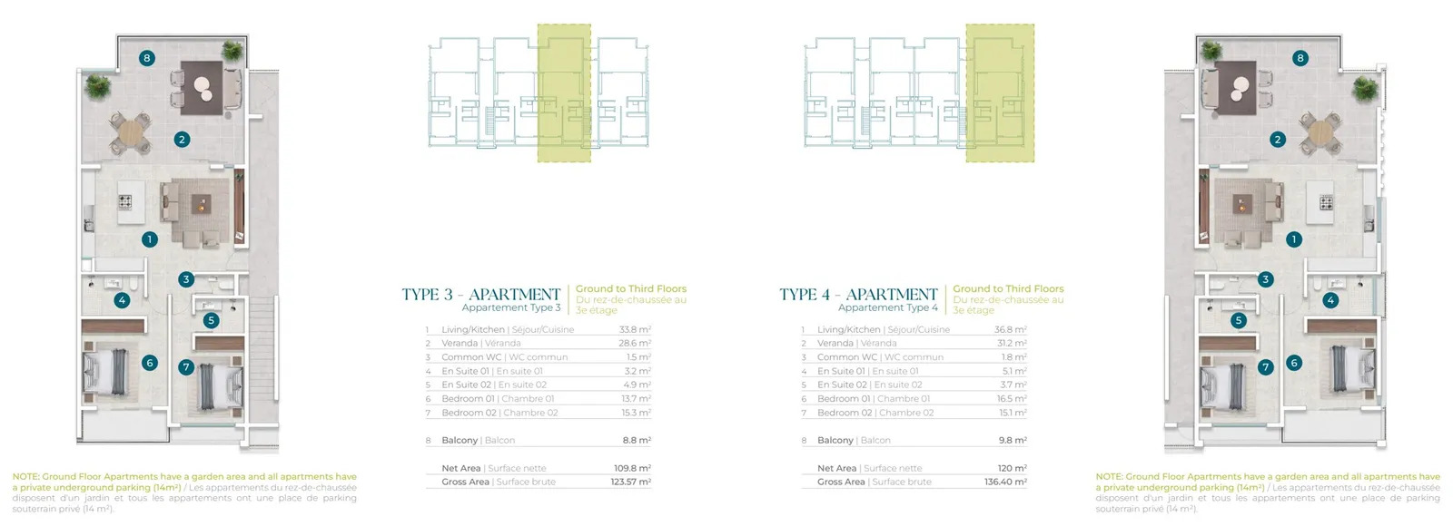 Suncoast apartment plan sheet for this residence’s published type and floor-stack position.